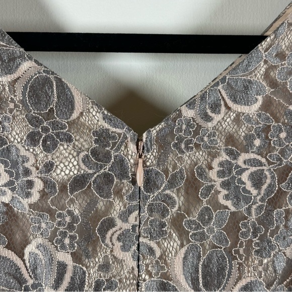 Peachy Pink Lining With A Silver Gray Lace Overlay with Rhinestone built-in Belt - Picture 3 of 13